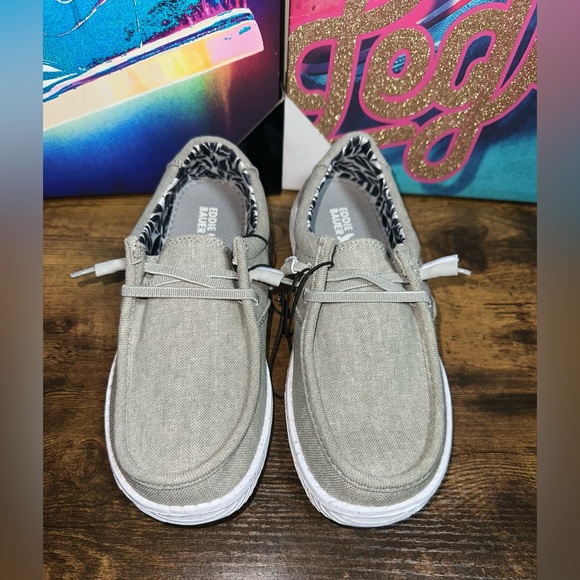 Eddie Bauer Ladies Lightweight Easy Slip On Canvas Surrey Loafer size 7 grey - Picture 1 of 9